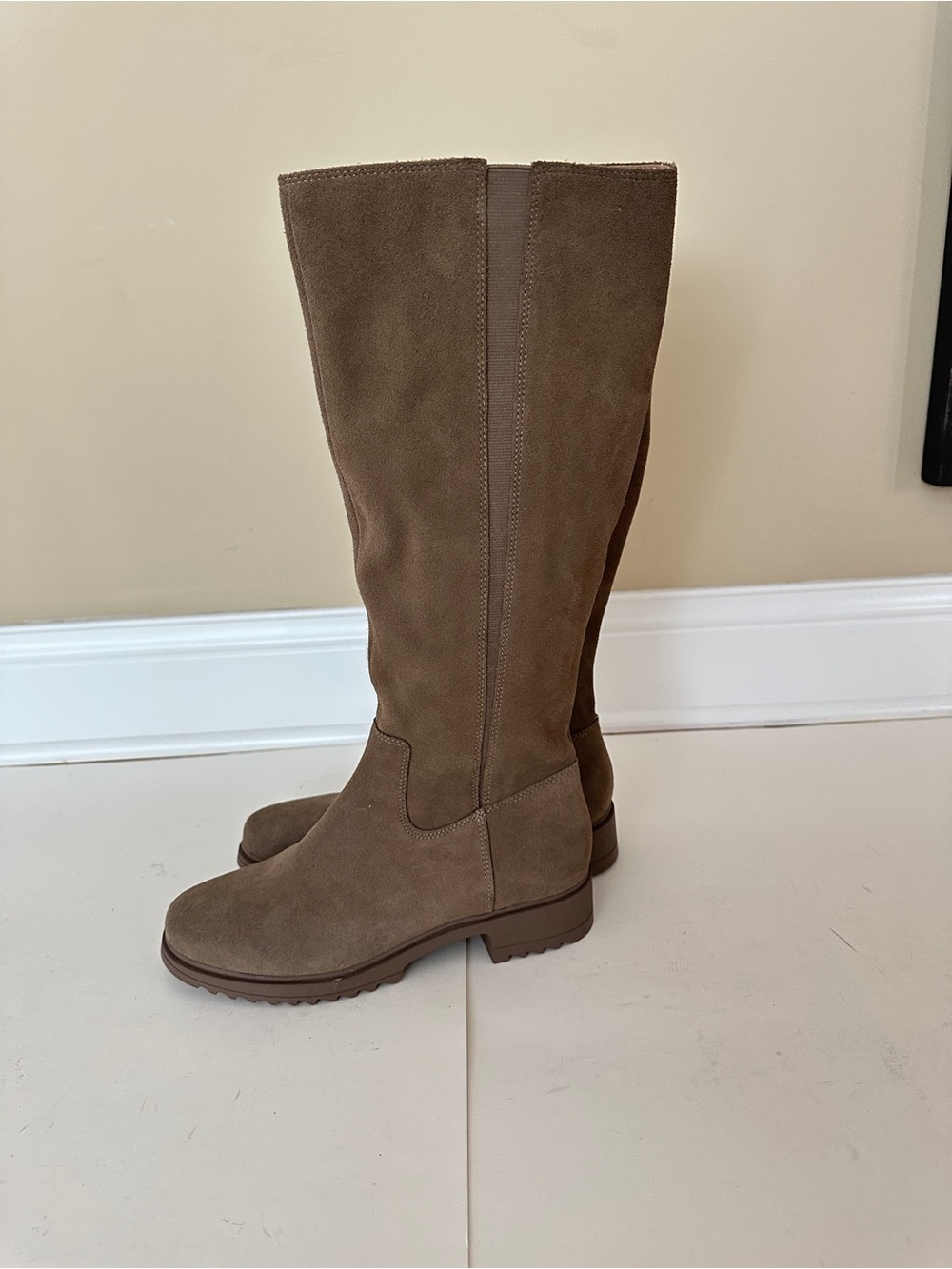 NEW Blondo Ciana Waterproof Taupe Suede Knee-High Riding Women's Boots, Sz 9